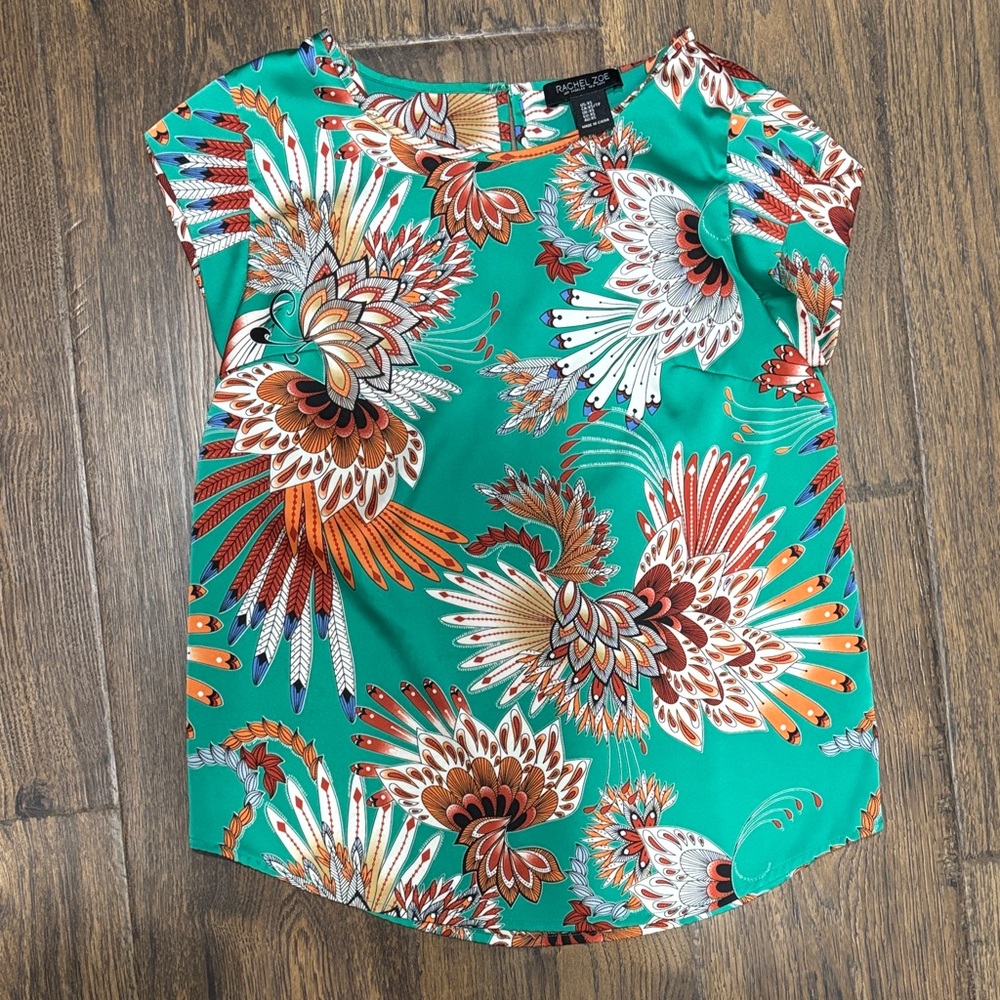 Green and Orange Floral Blouse